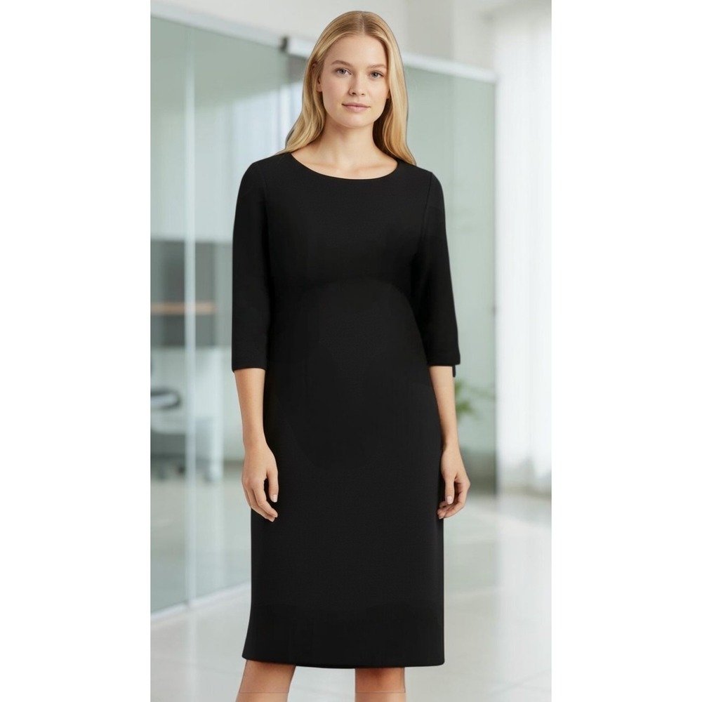 Talbots Womens 4P NWT Clean Girl Corporate Minimal Sheath Lux Ponte Dress Black
